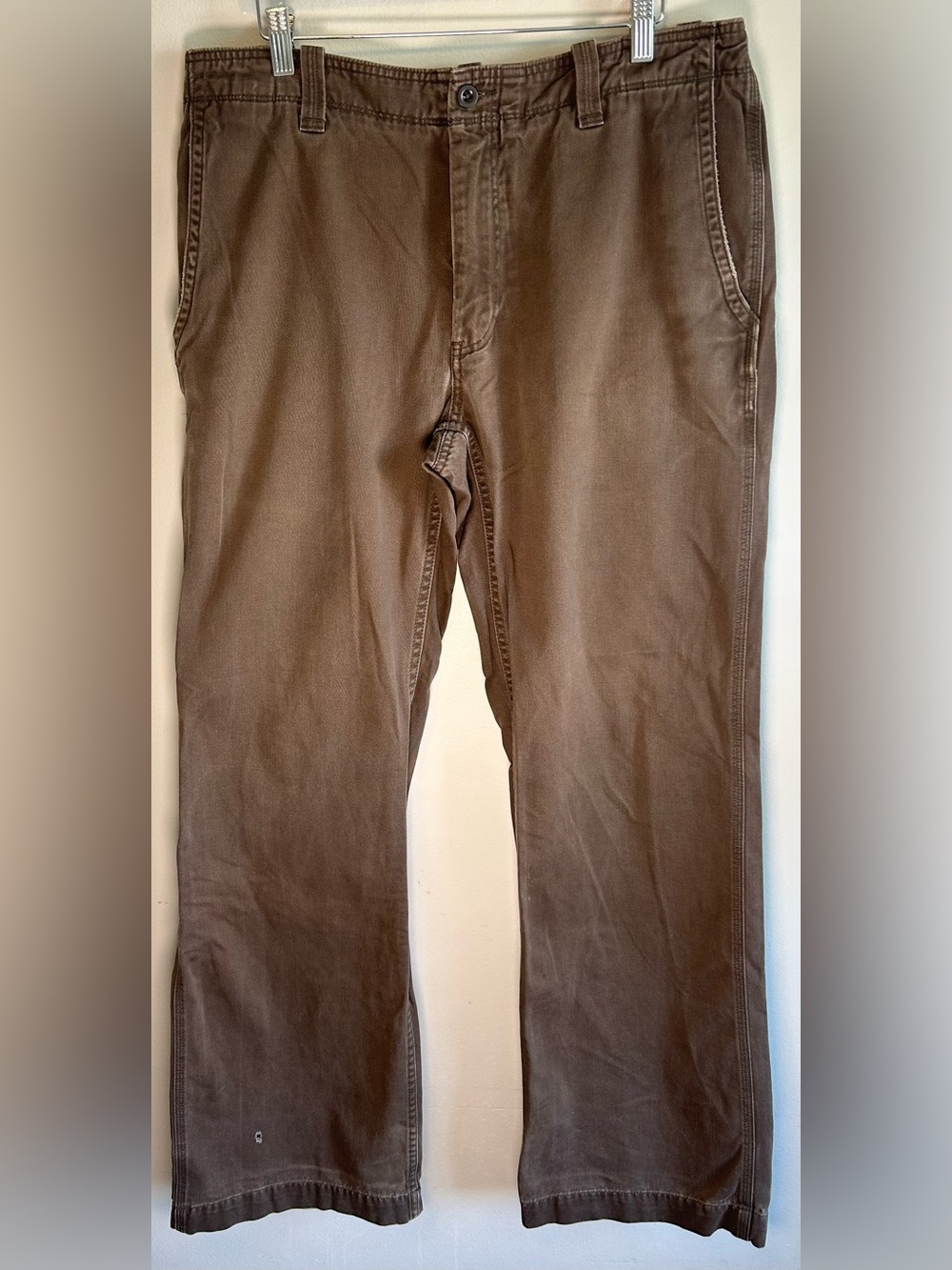 Vintage Gap Loose Boot Fit Men’s Khaki Pants 34X33 Brown Raw Hem Y2K Boho Baggy